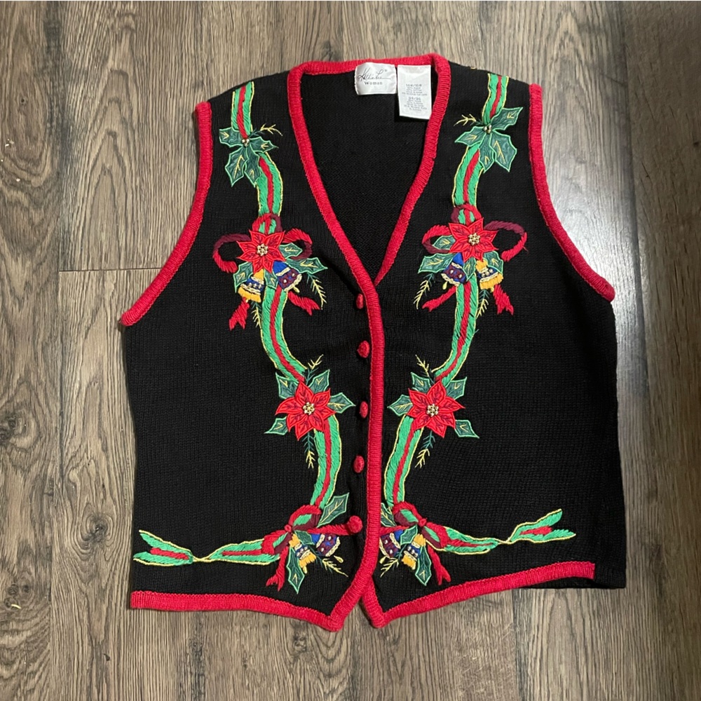 Vintage Holiday Christmas Winter Sweater Vest, Kathie Lee Woman 14w/16w 34/36